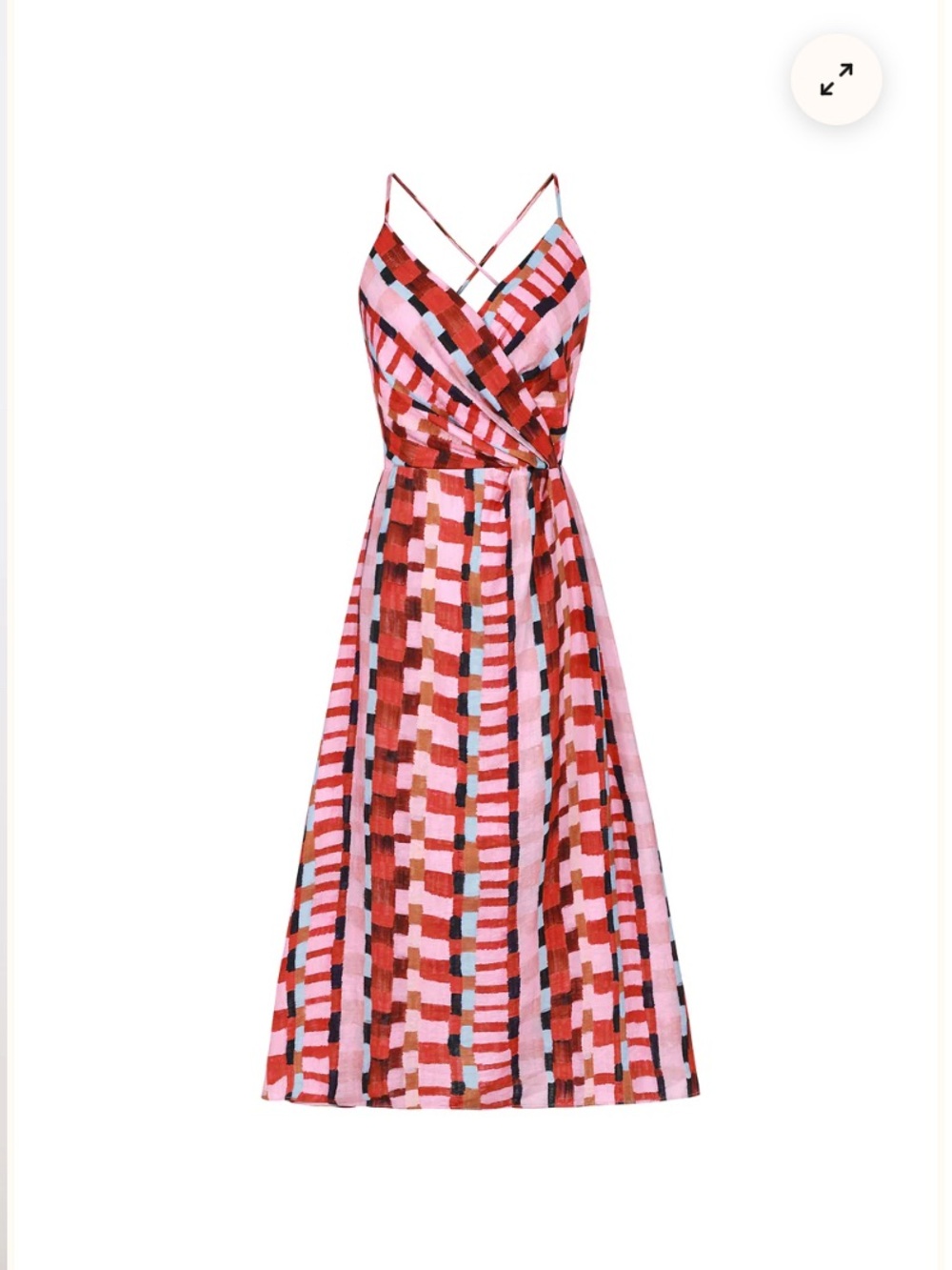 FRNCH AELIG Spatula Striped check Midi Dress Wrap Front Cut Out Back resortwear - Picture 7 of 8